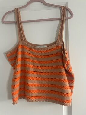 Flat White Striped Crochet Tank Top - XL - NWT (Sold at Anthro)